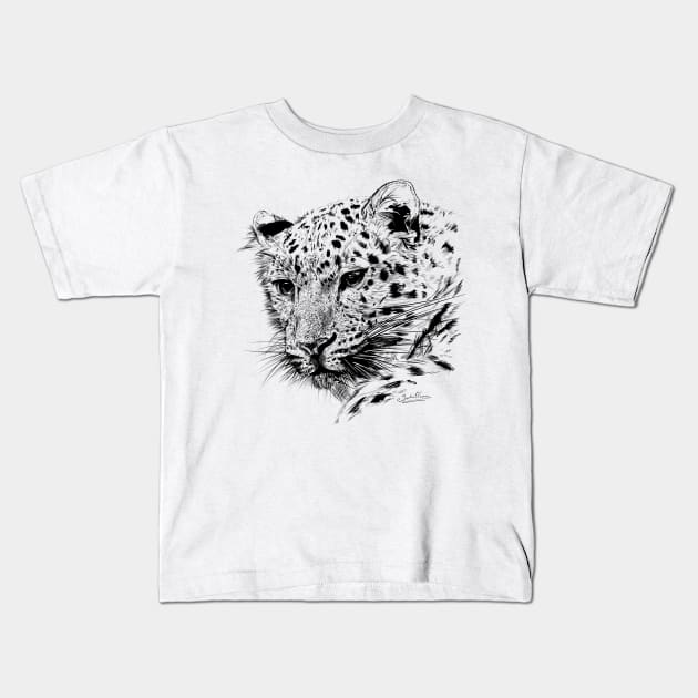 Amur Leopard Kids T-Shirt by Sophie Elaina